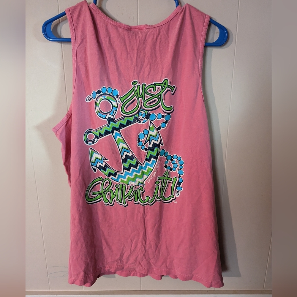 Southern Belle Just Grillin it Tank Top Women's Size M Pink